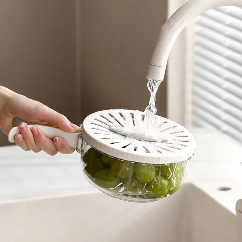 Dust - Proof Fruit Drainer Basket - Hidden Folding Handle Drain - Wtick Shop